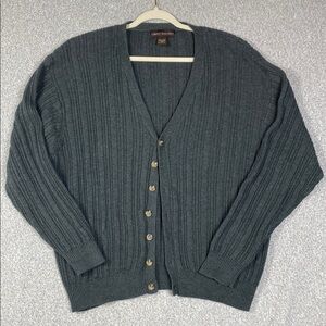 Liberty Sweaters chunky knit cardigan gray grandpacore cozy cotton XL